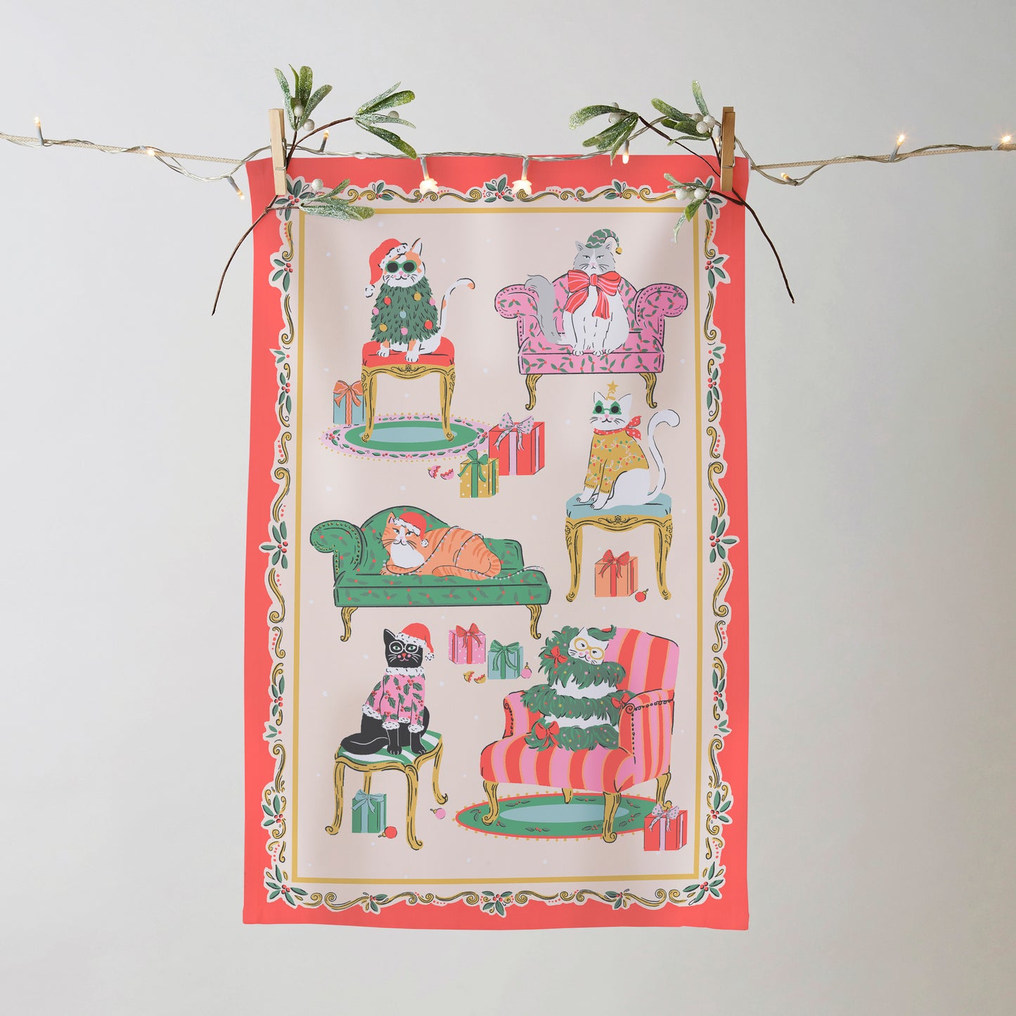 Ulster Weavers Christmas Cool Cats Tea Towel