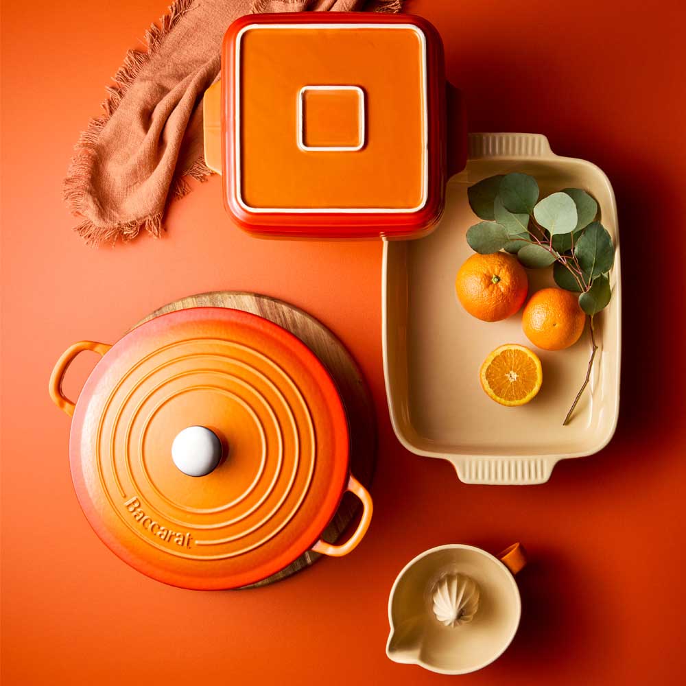 cookware, bakeware and dining in lava orange - Robins Kitchen