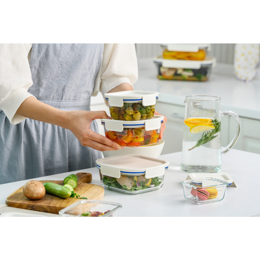 Locknlock Clear Glass White Rectangle Container 160ml