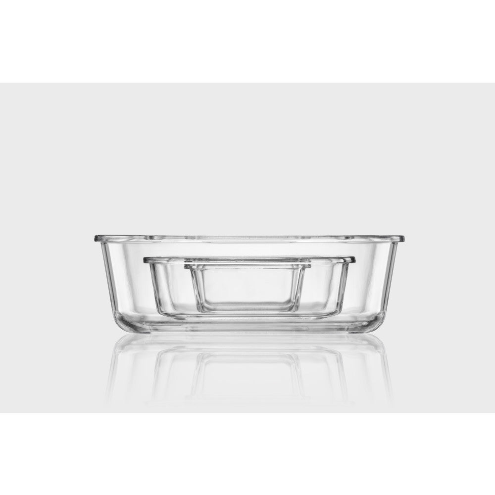 Locknlock Clear Glass White Rectangle Container 380ml