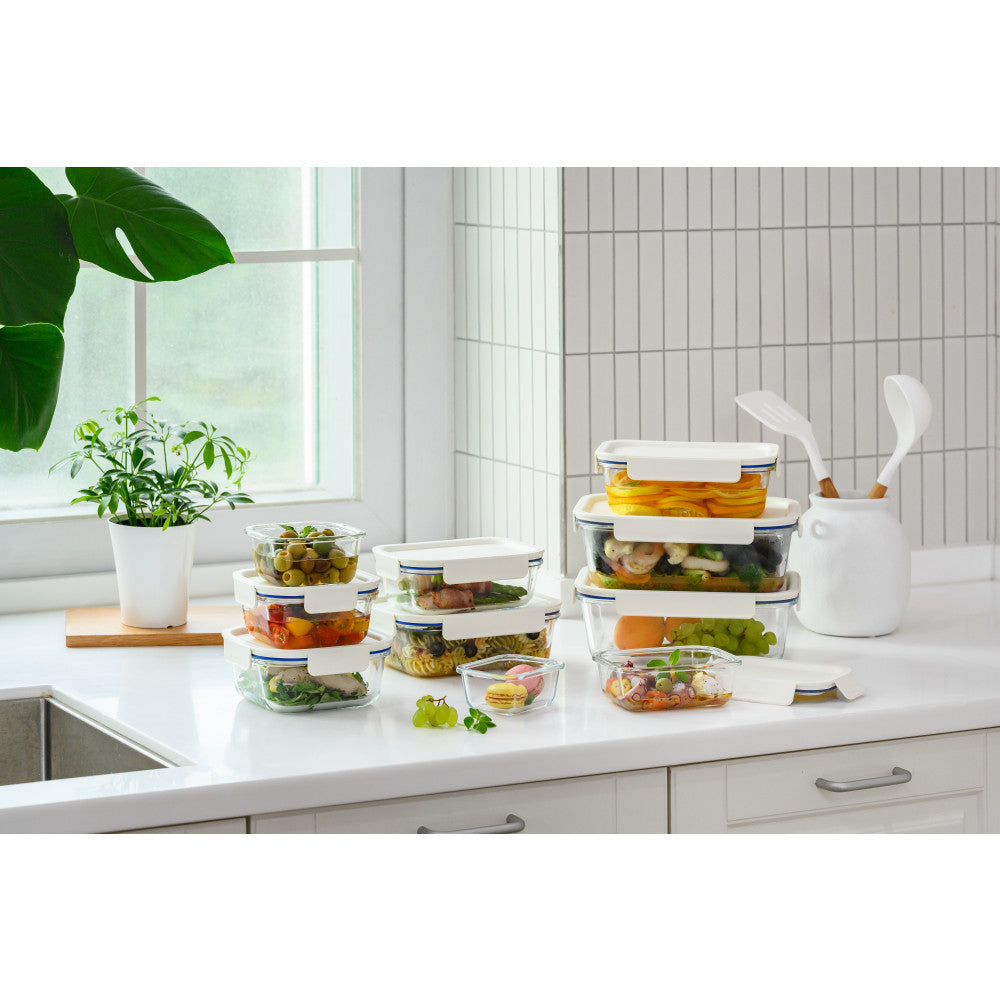 Locknlock Clear Glass White Square Container 750ml