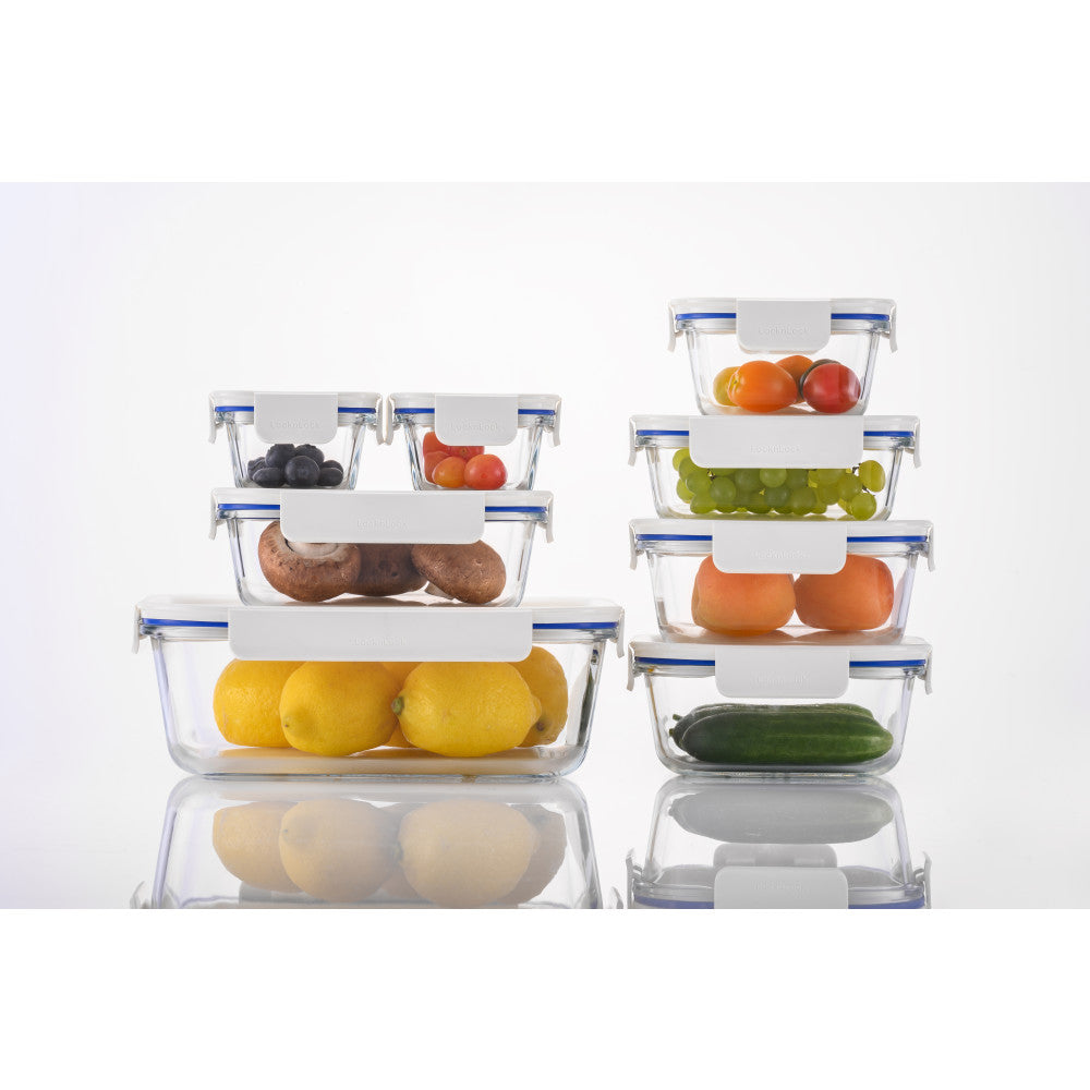 Locknlock Clear Glass White Rectangle Container 1L