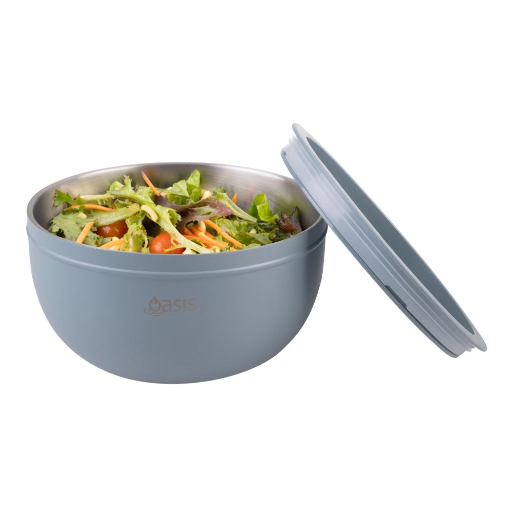 Oasis Stainless Steel Double Wall Salad Bowl with Lid 2.8L
