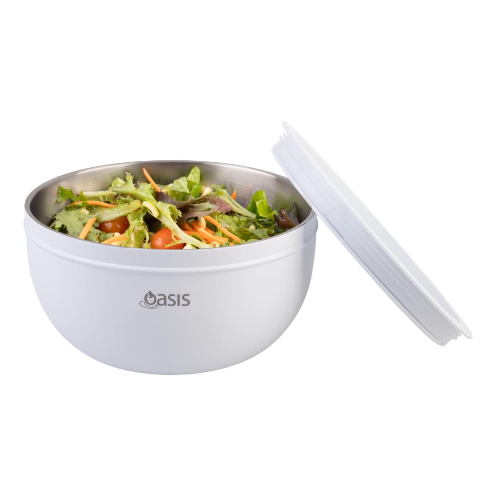 Oasis Stainless Steel Double Wall Salad Bowl with Lid 2.8L