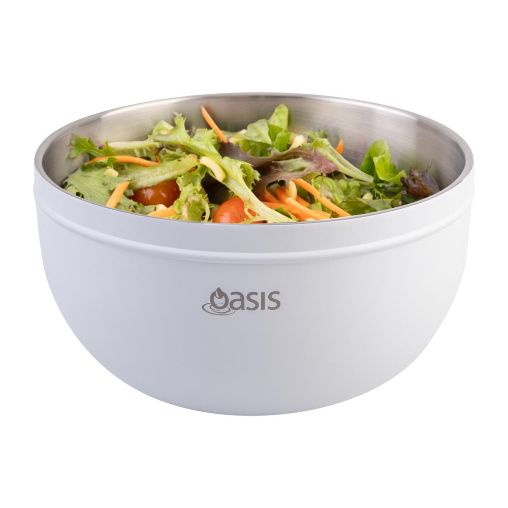 Oasis Stainless Steel Double Wall Salad Bowl with Lid 2.8L