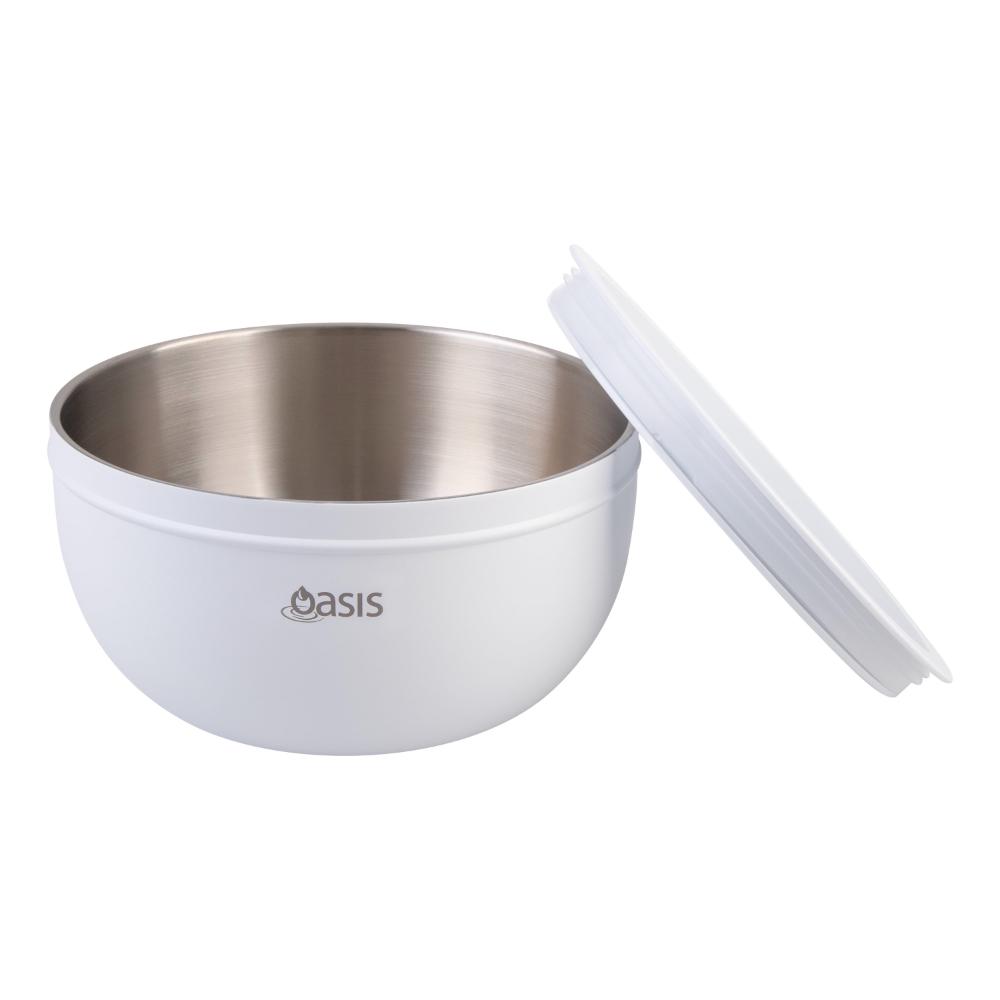 Oasis Stainless Steel Double Wall Salad Bowl with Lid 2.8L