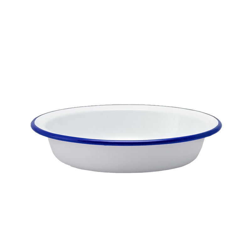 Falcon Deep Pie Dish Milk Plate 18cm White & Blue