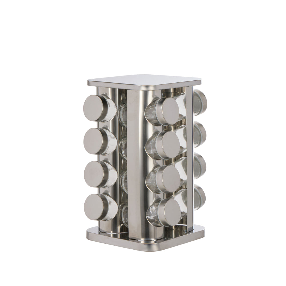 Davis & Waddell Newbury Stainless Steel Spice Rack Jar Set Silver