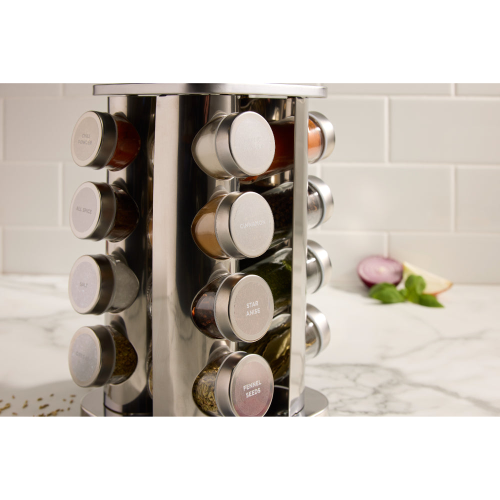 Davis & Waddell Newbury Stainless Steel Spice Rack Jar Set Silver