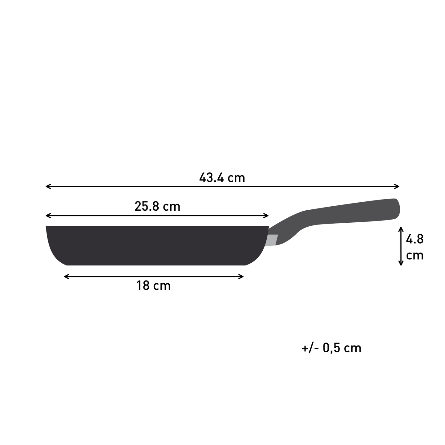 Tefal Revive Ceramic Induction Non-Stick Frypan 24cm measurements infographic at Robins Kitchen