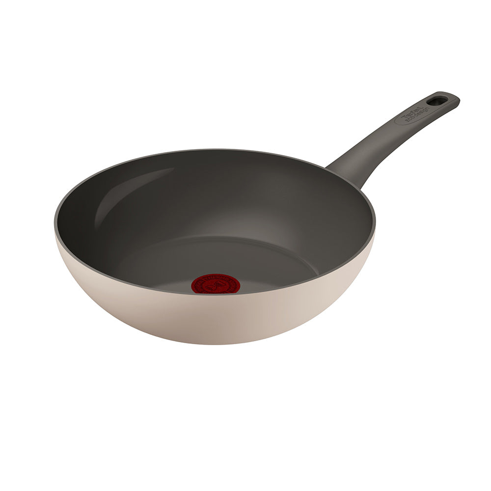 Tefal Revive Ceramic Induction Non-Stick Wok 28cm Cream at Robins Kitchen