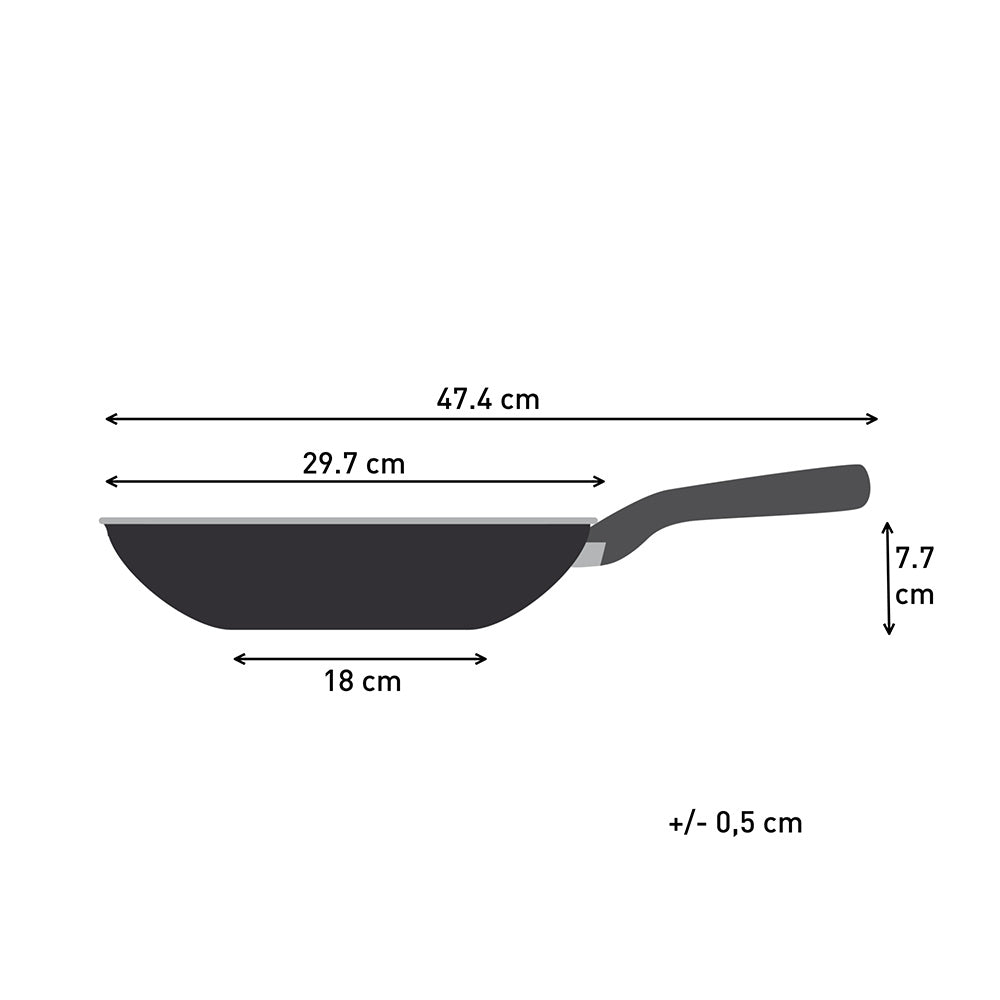 Tefal Revive Ceramic Induction Non-Stick Wok 28cm measurements infographic at Robins Kitchen