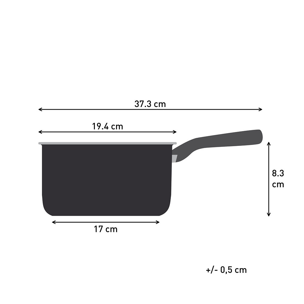 Tefal Revive Ceramic Induction Non-Stick Saucepan 18cm measurements infographic at Robins Kitchen