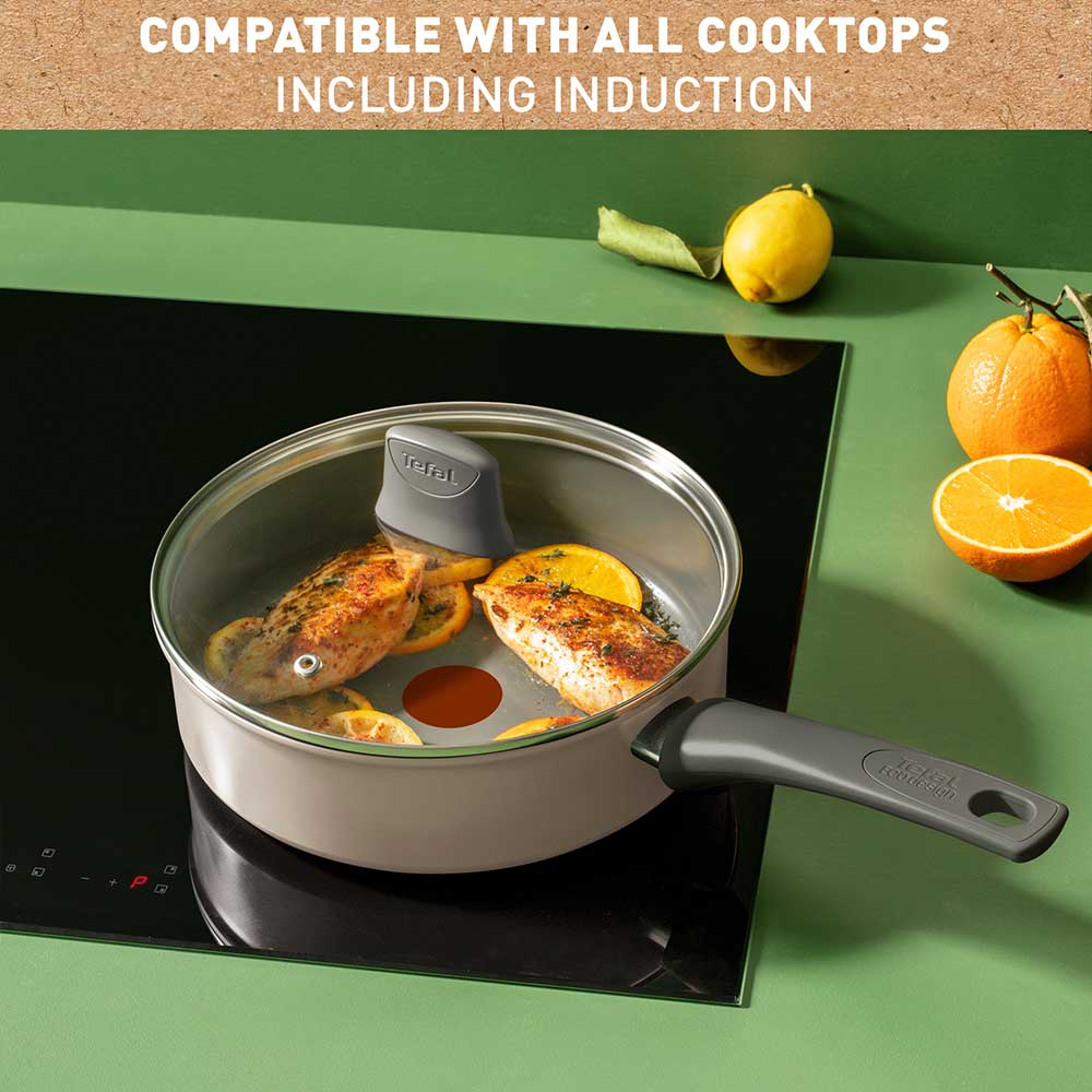 Tefal Revive Ceramic Induction Non-Stick Saute Pan and Lid 24cm infographic at Robins Kitchen