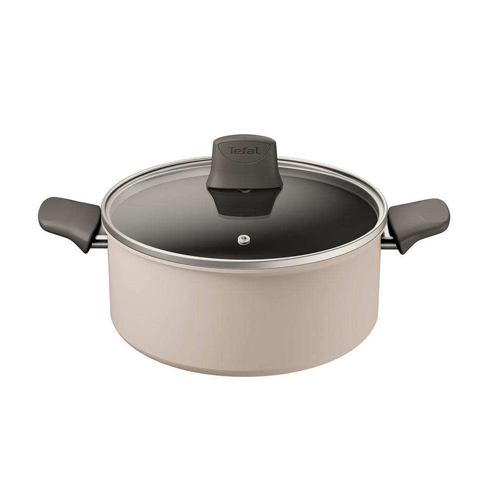 Tefal Revive Ceramic Induction Non-Stick Stewpot and Lid 24cm Cream at Robins Kitchen