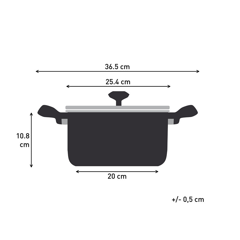 Tefal Revive Ceramic Induction Non-Stick Stewpot and Lid 24cm measurements infographic at Robins Kitchen