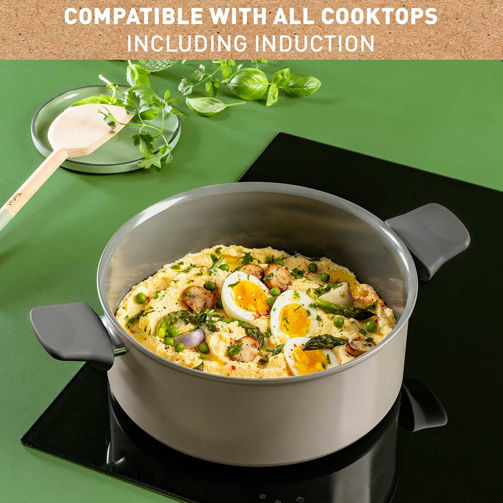 Tefal Revive Ceramic Induction Non-Stick Stewpot and Lid 24cm infographic at Robins Kitchen