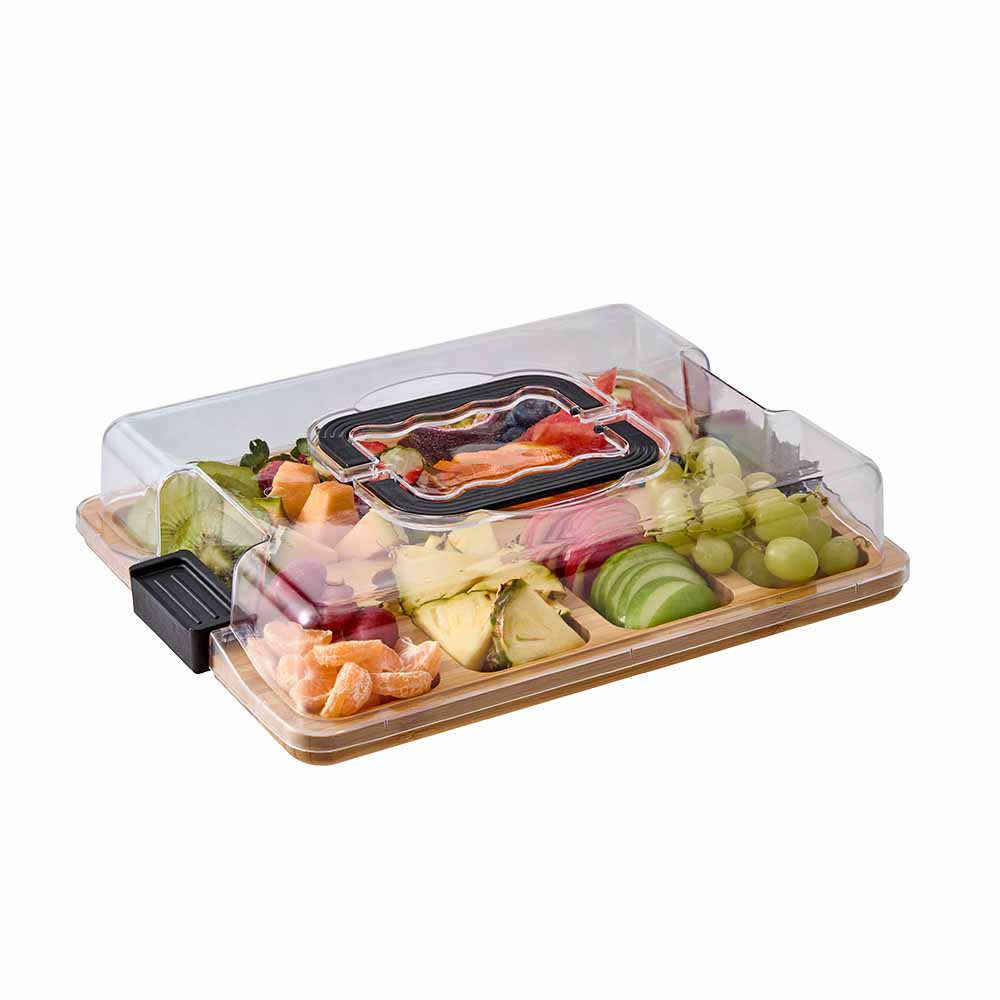 Divided Travel Board with lid filled with fruit