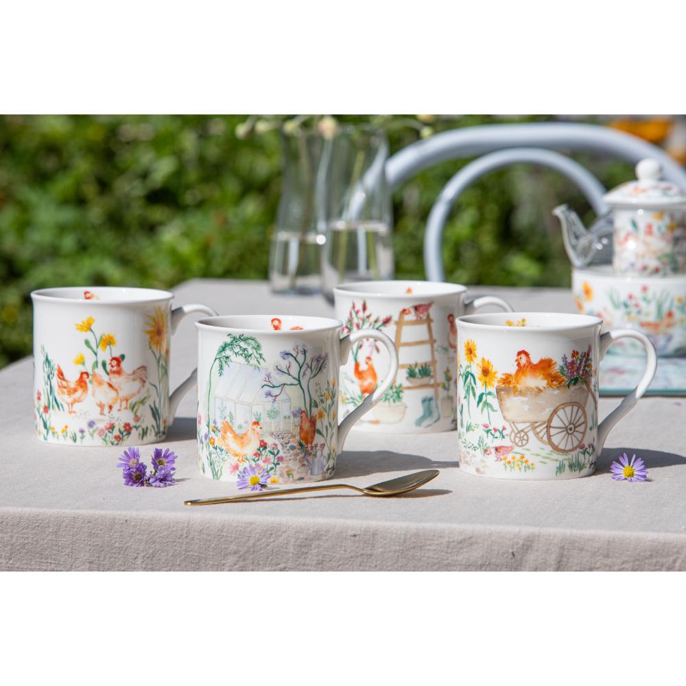 Ashdene Garden Hens Set of 4 Mugs