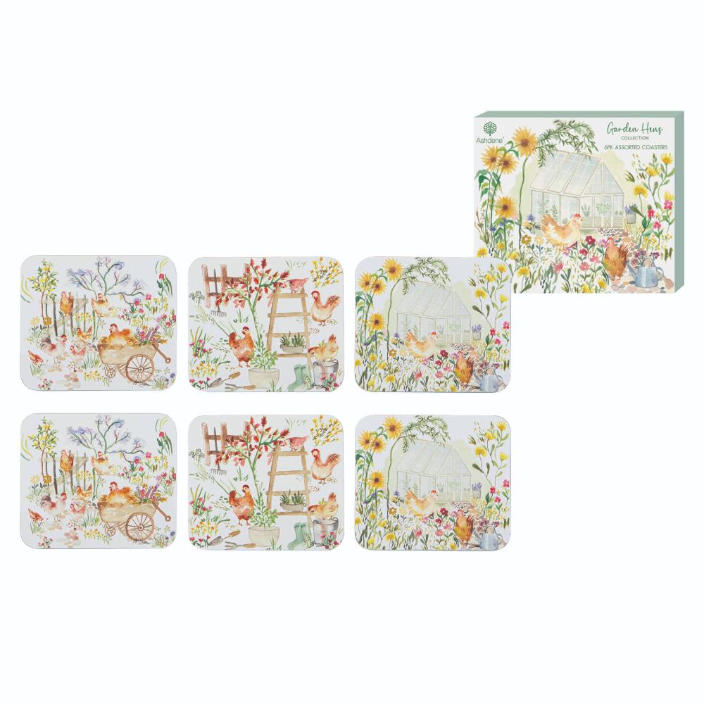 Ashdene Garden Hens Set of 6 Coasters