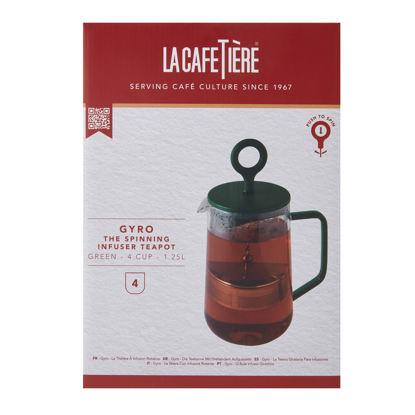 La cafetiere Gyro Glass Spinning Infuser Teapot 1.25L