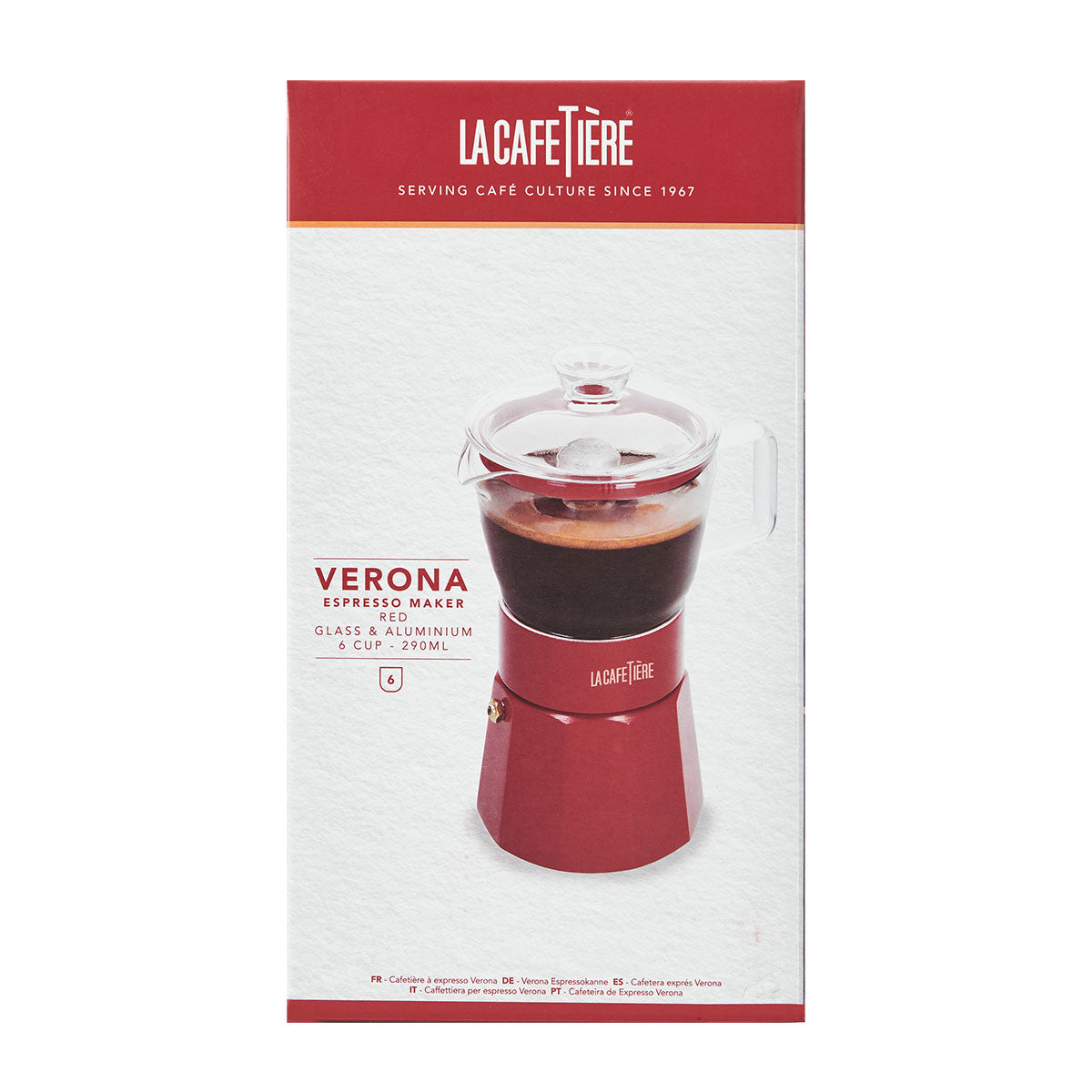 La cafetiere Verona Six Cup Glass Espresso Maker