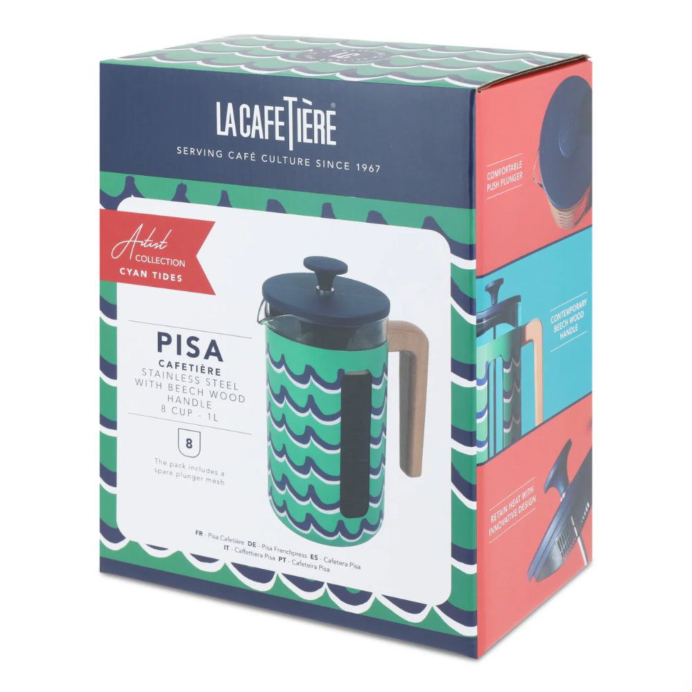 La Cafetiere Pisa Stainless Steel Cafetiere Cyan Tides