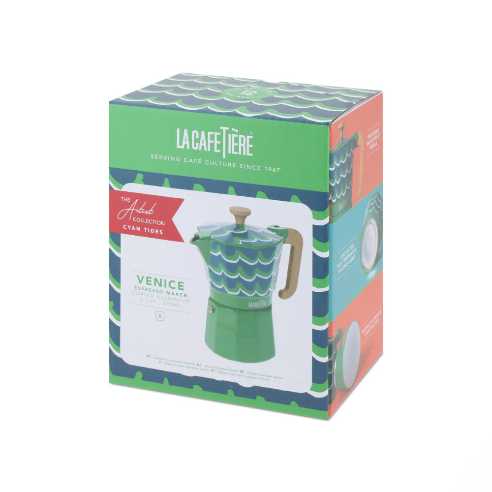 La Cafetiere Venice Aluminium Espresso Maker 6 Cup Cyan Tides