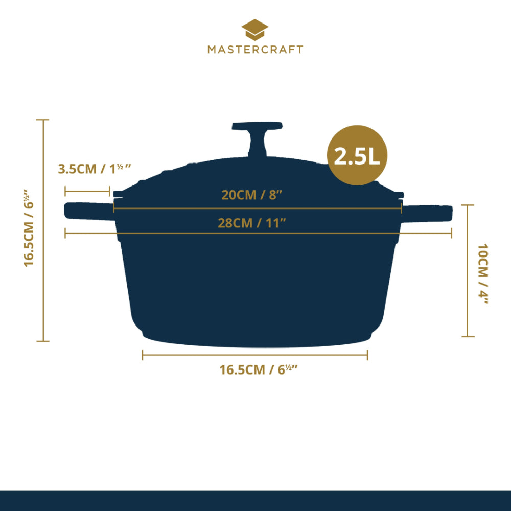 Mastercraft Casserole Dish Cast Aluminium 20cm Black