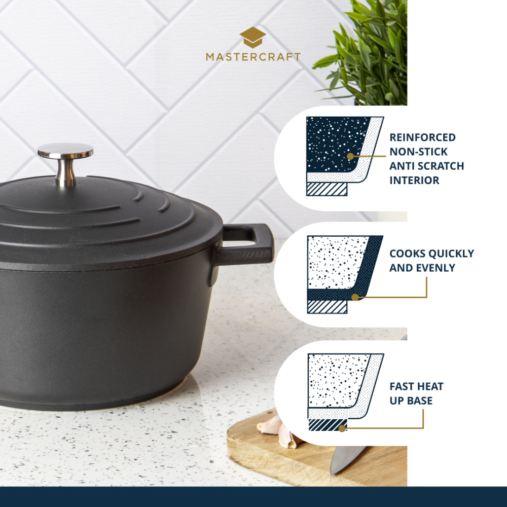 Mastercraft Casserole Dish Cast Aluminium 20cm Black