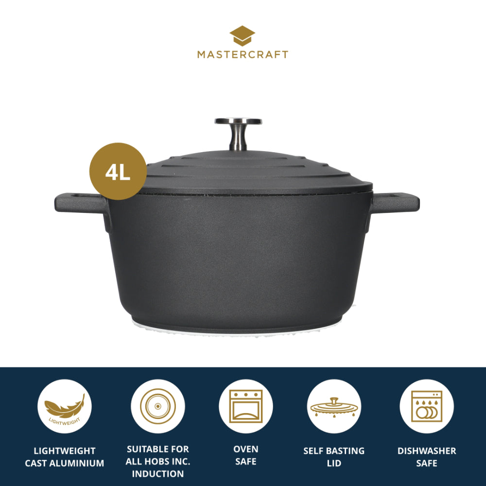 Mastercraft Casserole Dish Cast Aluminium 24cm Black