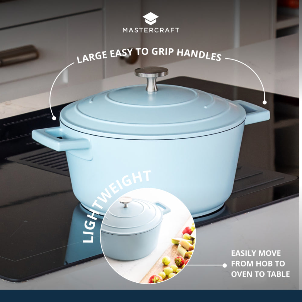 Mastercraft Casserole Dish Cast Aluminium 24cm Sky Blue