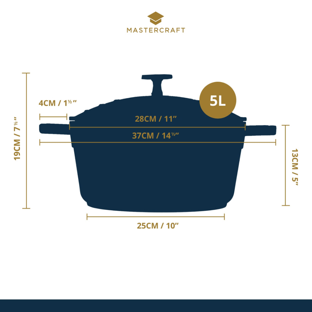 Mastercraft Casserole Dish Cast Aluminium 28cm Sky Blue