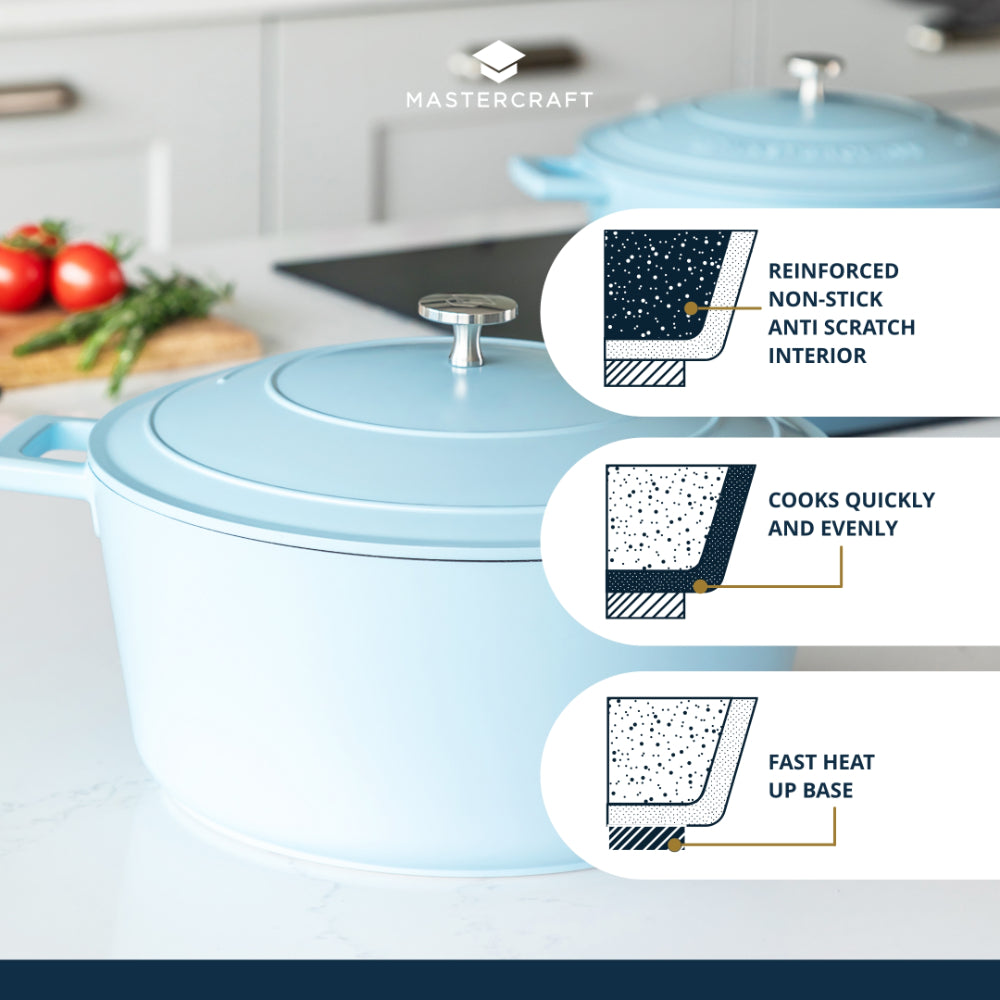 Mastercraft Casserole Dish Cast Aluminium 28cm Sky Blue