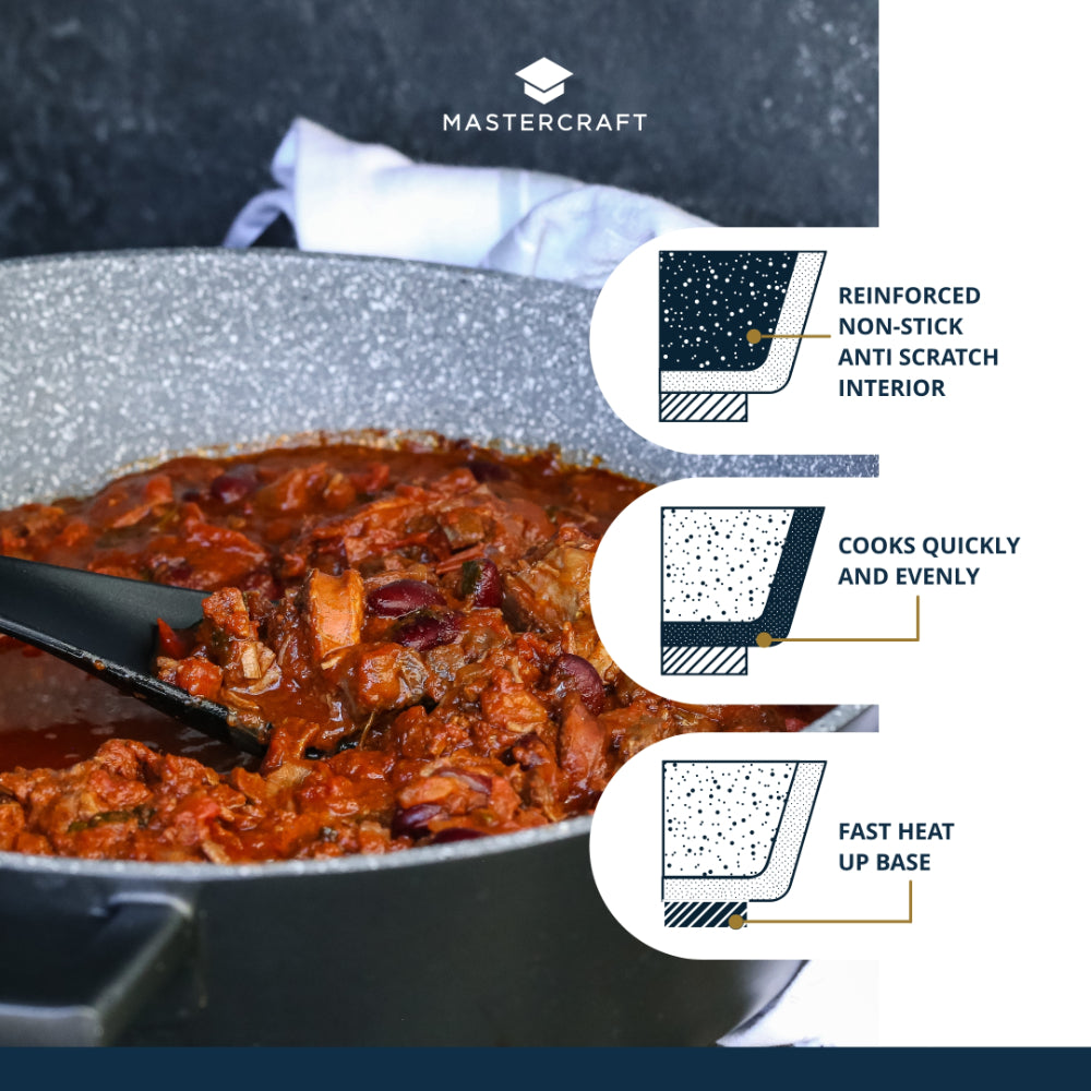 Mastercraft Shallow Casserole Dish Cast Aluminium 32cm Black