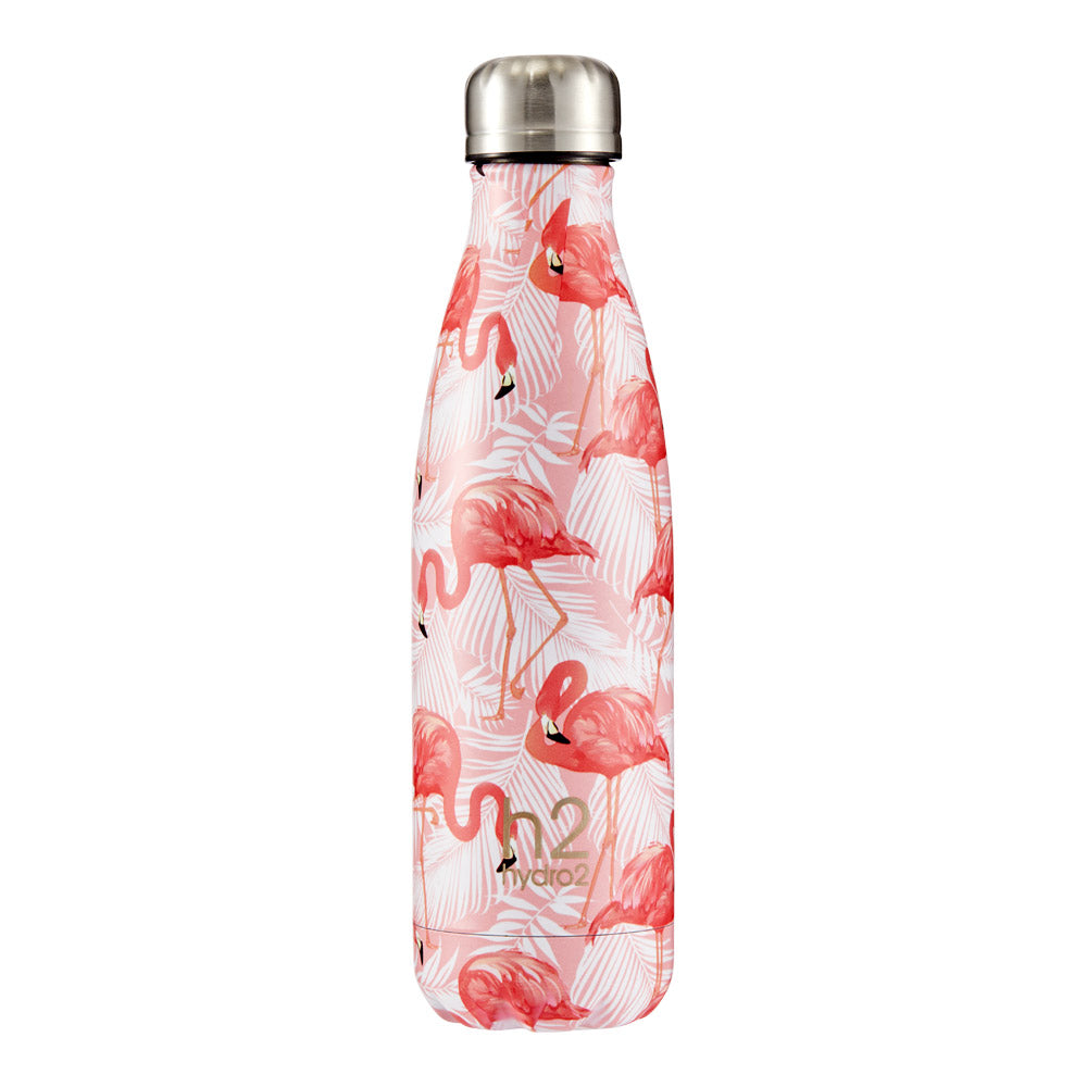 h2 hydro2 Quench Stainless Steel Water Drink Bottle 500ml pink flamingo design