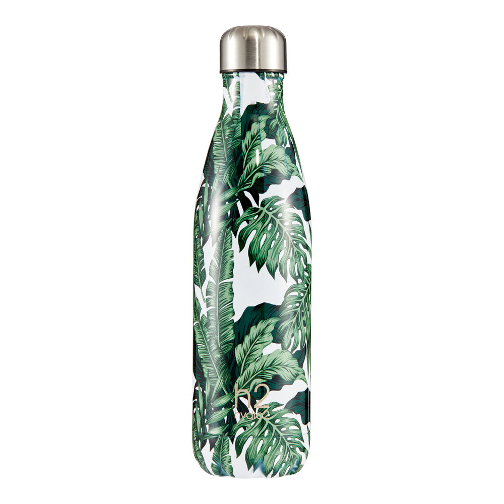 h2 hydro2 Quench Stainless Steel Water Drink Bottle 750ml palm leaf design