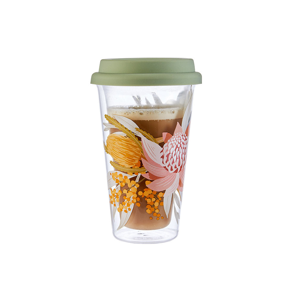 Alex Liddy Banksia Double Walled Glass Travel Mug 350ml