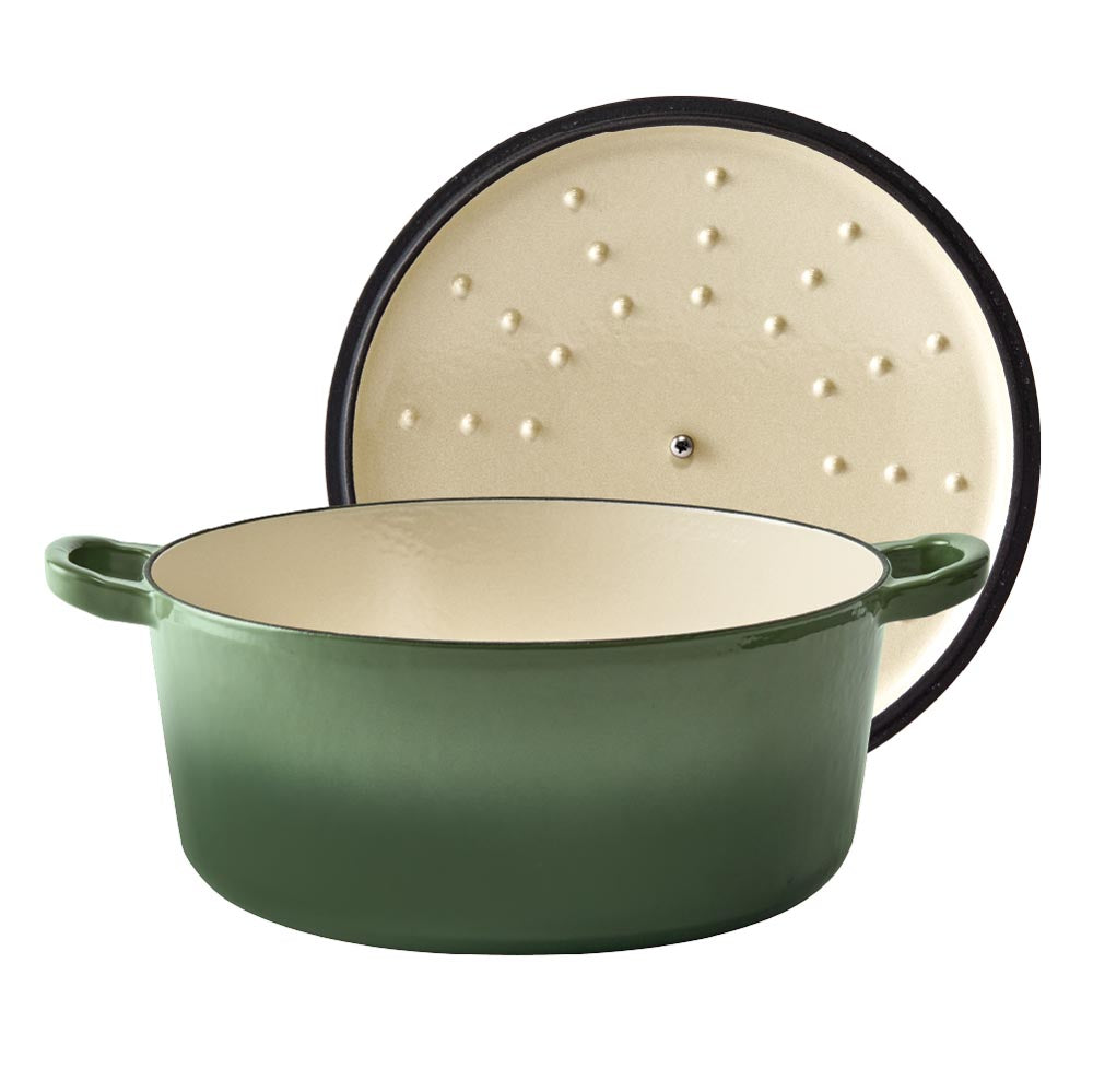 Baccarat Le Connoisseur Cast Iron Round French Oven 6.3L Sage Green at Robins Kitchen