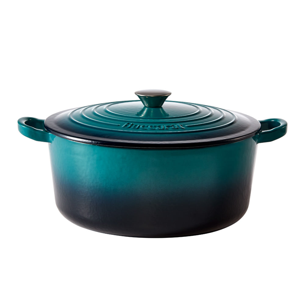 Baccarat Le Connoisseur Cast Iron Round French Oven 6.3L Lagoon Blue at Robins Kitchen