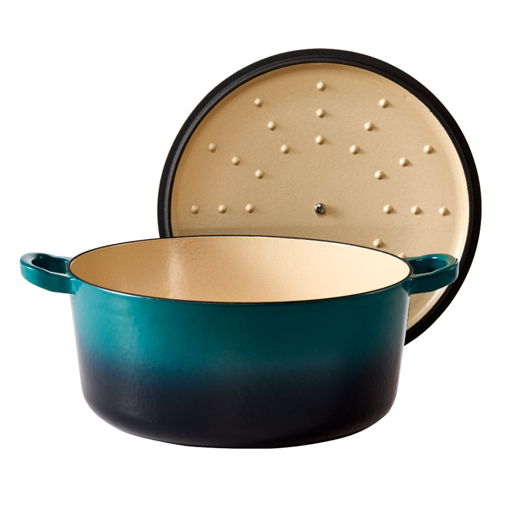 Baccarat Le Connoisseur Cast Iron Round French Oven 6.3L Lagoon Blue at Robins Kitchen