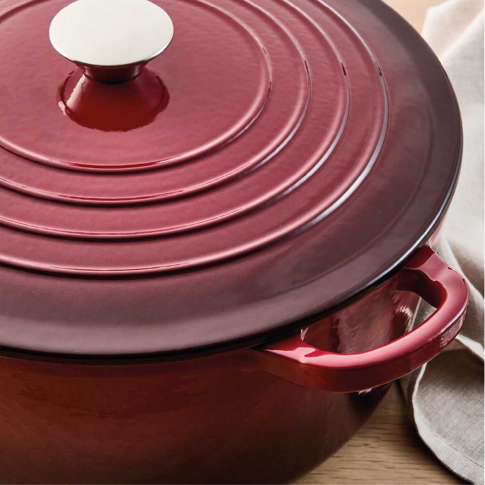 Baccarat Le Connoisseur Cast Iron Round French Oven 6.3L Merlot Red at Robins Kitchen