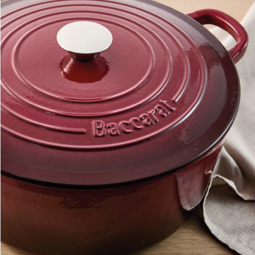 Baccarat Le Connoisseur Cast Iron Round French Oven 6.3L Merlot Red at Robins Kitchen