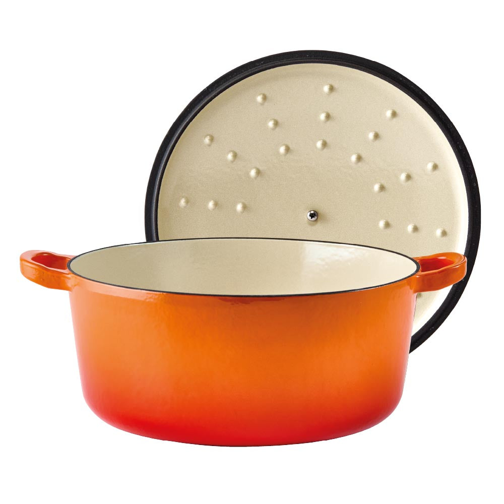 Baccarat Le Connoisseur Cast Iron Round French Oven 6.3L Lava Orange at Robins Kitchen