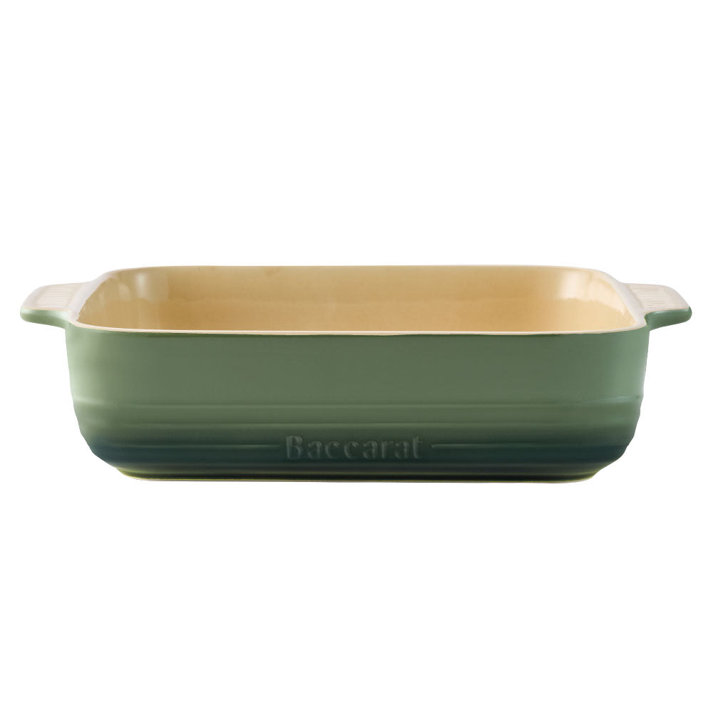 Baccarat Le Connoisseur Stoneware Square Baking Dish 24cm Sage Green at Robins Kitchen