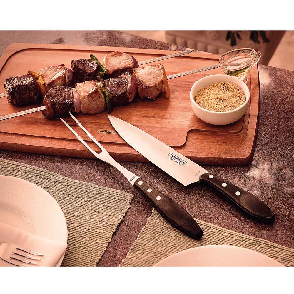 carving knife and fork set with meat skewers - Robins Kitchen