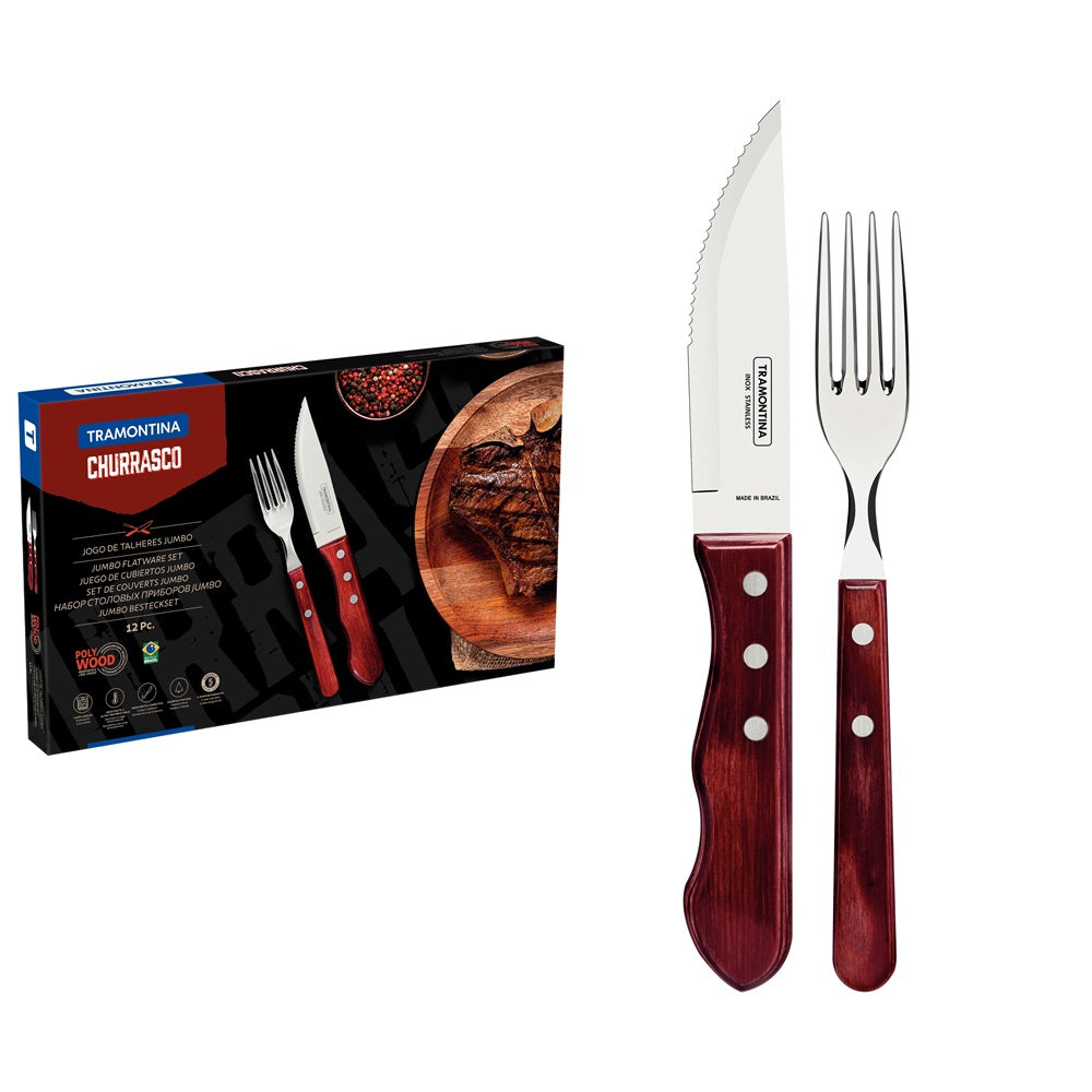Tramontina 12 Piece Polywood Jumbo Steak Set Red - Robins Kitchen