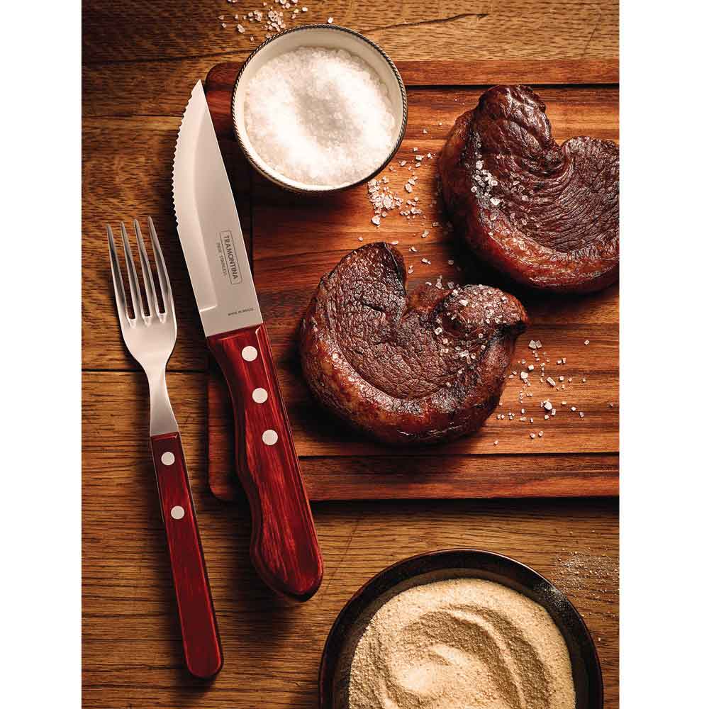 Tramontina 12 Piece Polywood Jumbo Steak Set Red - Robins Kitchen