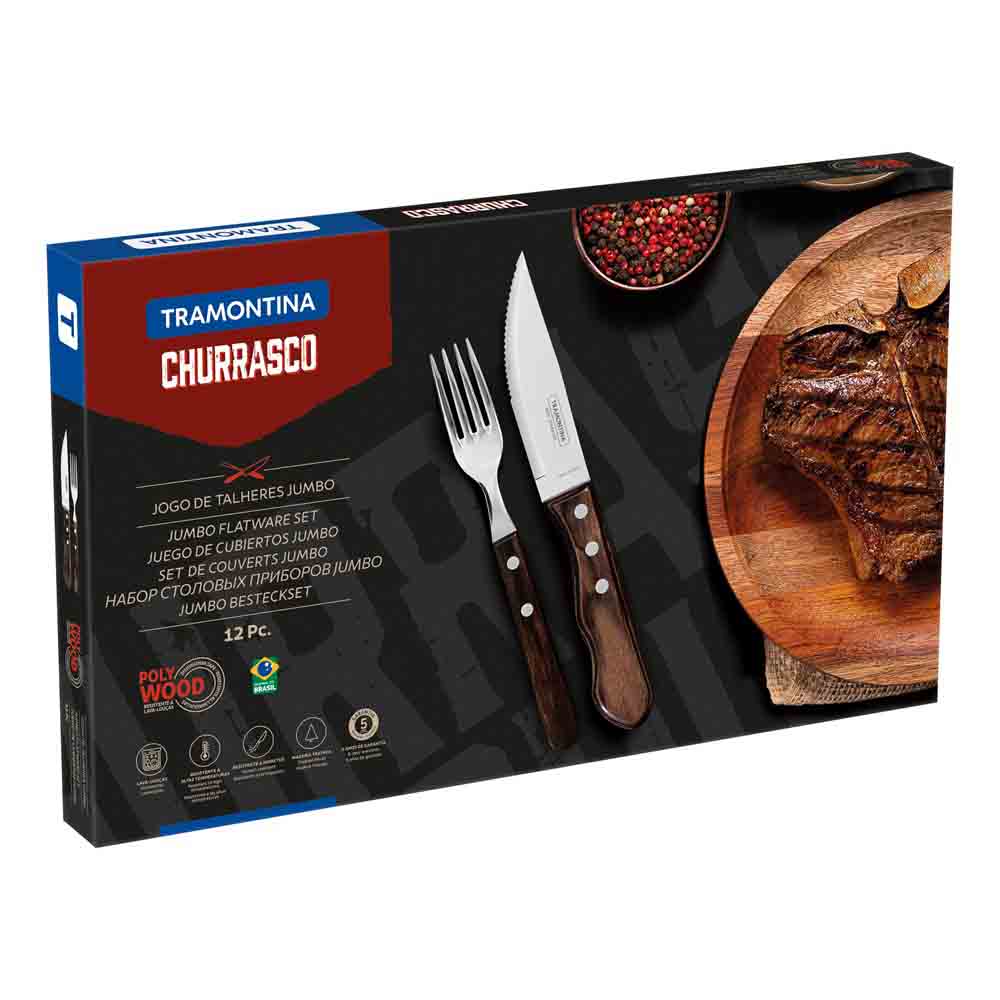 Tramontina 12 Piece Polywood Jumbo Steak Set Red - Robins Kitchen