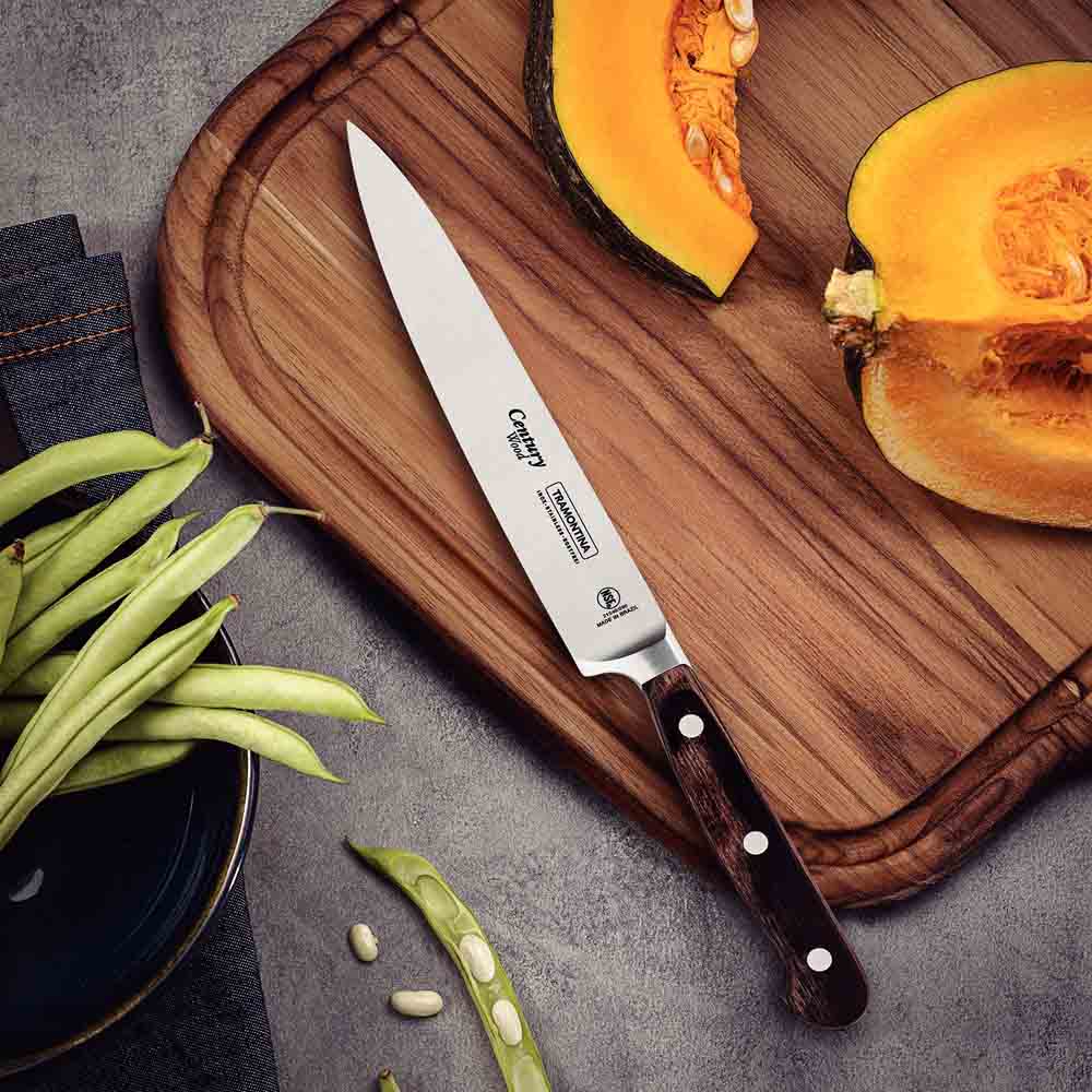 Tramontina Utility Knife on chopping board with pumpkin - Robins Kitchen